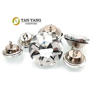 Yanyang Sale Upholstery Sofa Crystal Rhinestone Button For Sofa Buttons Around Diamond Glass Decorative Crystal Button