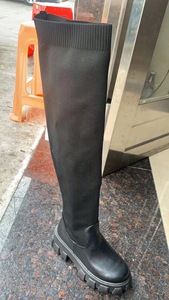 Stretchy Fabric Botin Tacon Long Style <b>Platform</b> Over the Knee Knit Thigh High <b>Boots</b> - Product Image 6