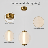 Lustre LED plissé 4 abat-jour en forme de nuage, finition dorée, maille translucide, éclat chaud, lampe noble et majestueuse sur mesure