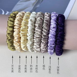 All'ingrosso di lusso 100% 6A di seta di gelso elastici per capelli Scrunchy 22 Momme di seta lucida 1cm per capelli elastici per ragazze - Product Image 6