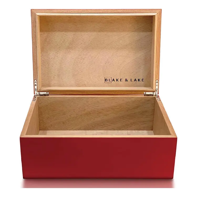 Large Wooden Storage Box with Hinged Lid Keepsake box