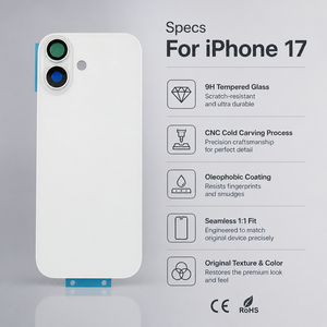 Pour iPhone 17 Series – Remplacement de la vitre arrière avec grande ouverture pour batterie, boîtier arrière finition mate – Prix de gros en vrac - Product Image 3