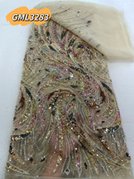 Tissu en dentelle coloré de haute qualité en tulle maillé de luxe personnalisé, violet et bleu, avec sequins et perles, pour robe de mariée femme 2026