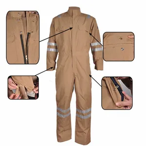 Cotton Khaki Custom Welding Mining Oil gas Two Piece Safety Clothes Fire Proof Winter Coverall Worksuit