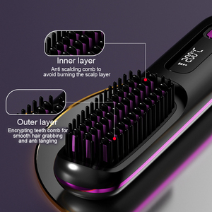 Pettine per capelli senza fili per lisciare il calore elettrico Cordless da viaggio a pettine portatile 160 °/180 °/200 ° Mini piastra per capelli pettine - Product Image 3