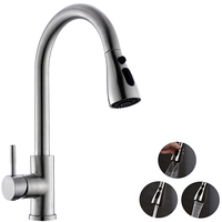 Robinet de cuisine en acier inoxydable 304 Top Sell avec pulvérisateur rétractable avec plaque de base