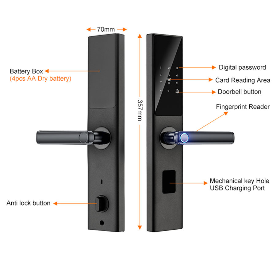 Intelligent Keyless Smart Deadbolt Lock Fingerprint Face Recognition IP SDK Compatible Cat's Eye Security Mortise Door Knob for · image 4