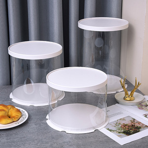 Caixa de Bolo Redonda Plástica Transparente com Tampa de Papel e Bandeja, Material de Grau Alimentício, Embalagem para Bolo - Product Image 4