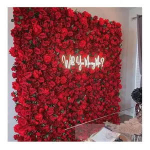 HP-16 New Design Pink Red Rose Wall Peony Plant Panel Artificial Flower Row for Wedding Backdrop Decor