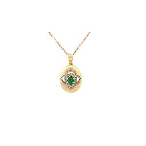 Pendentif en or jaune 18 carats avec émeraude ovale cabochon, une touche d'élégance pour tout ensemble, un aspect délicat et gracieux. - Product Image 3