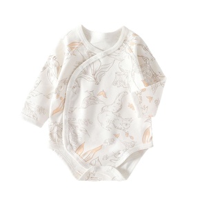 Mono para Bebé Recién Nacido, Diseño Floral, Cierre con Cordones en Ángulo, Etiqueta en el Cuello, Primavera-Otoño, Manga Larga, Algodón Puro, Sin Costuras - Product Image 5