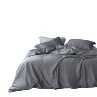 Parure de lit en soie douce, ensemble de literie de luxe couleur unie, housse de couette, drap housse