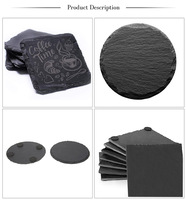 Sous-verres carrés personnalisés pour table à manger, avec logo gravé, créatifs, résistants à la chaleur, en ardoise naturelle noire vierge pour la maison