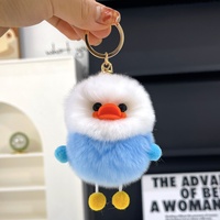 Rex konijnenbont handgemaakte schattige kleine gele eend auto sleutelhanger hanger pluche pop internet populaire boekentas hangende decoratie