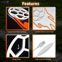 Enseigne néon LED en acrylique en forme de ballon de football avec effet flamme, éclairage USB à intensité variable, pour décoration murale, bar sportif, salle de jeux, man cave et fêtes
