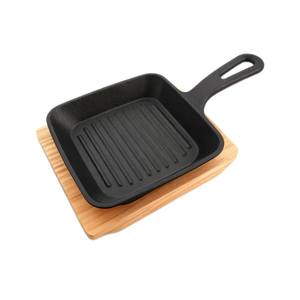 Plancha de cuisson BBQ pliable carrée écologique Zunck en fonte sans revêtement, design classique, acier au carbone, poignée en bois, four - Product Image 2