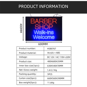 16*24 "siêu sáng LED cửa hàng cắt tóc Walk-INS chào đón trong nhà dấu hiệu ánh sáng nhấp nháy quảng cáo mở dấu hiệu cho Thẩm mỹ viện cửa hàng - Product Image 2