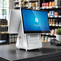 Sistem POS All-in-One 15,6 Inci yang Mudah Dirawat, POS Layar Sentuh dengan Printer Thermal 80mm untuk Restoran