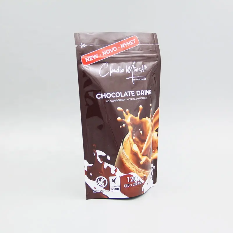 Label Kemasan Disesuaikan Doypack Milka Gelap 750gr Cokelat dan Permen Bubuk Biskuit Kantong Mylar