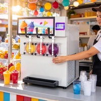 Machine à slush verticale professionnelle 3 réservoirs 120L/H - Distributeur de boissons glacées Margarita pour snacks, machine à slush arc-en-ciel 11L