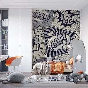 Papel pintado moderno Pop Art Peel and Stick 3D Mural patrón botánico blanco y negro impermeable para sala de estar cómics de estilo antiguo - Product Image 2