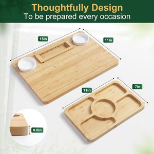 Cheese Cutting Board <b>Set</b> With Bamboo Tray And Cutlery Portable Dishwasher Safe For Food Contact - Product Image 2