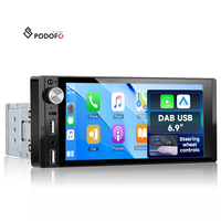Reproductor MP5 para Auto Podofo de 6.9 Pulgadas, Autoradio IPS con Carplay Inalámbrico y Android Auto, DAB, SWC, DVR, Tipo C, USB, ODM