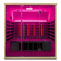 Sauna Inframerah Dalam Ruangan untuk 4 Orang, Terbuat dari Kayu Hemlock dengan Panel Kontrol