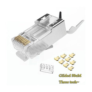 Korumalı Geçişli STP FTP RJ45 Konnektör Cat7 <span class=keywords><strong>Cat</strong></span> 7 Ethernet Kablo Fişi 8P8C Ağ Modüler Konnektörü - Product Image 2