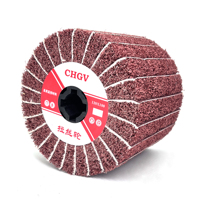 Roda Drum Flap Interleaf Aluminium Oksida 120x100x19mm Grit 80-320 untuk Mesin Pemoles dan Penggambaran Kawat Logam Baja Tahan Karat