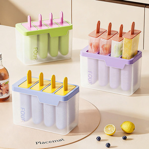 Four Compartment Popsicle Mold Plastic Ice Cream Maker With Lid Diy Frozen Treats Mold For Home Use - Product Image 1