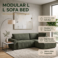 Canapé convertible modulaire 3 en 1 en forme de L, canapé-lit réversible, chaise longue sectionnelle, canapé d'angle pour salon