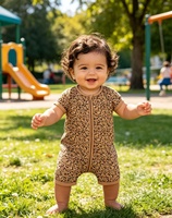 Combinaison bébé en fibre de bambou de haute qualité, été, avec double fermeture éclair, motifs personnalisables, douce et respirante