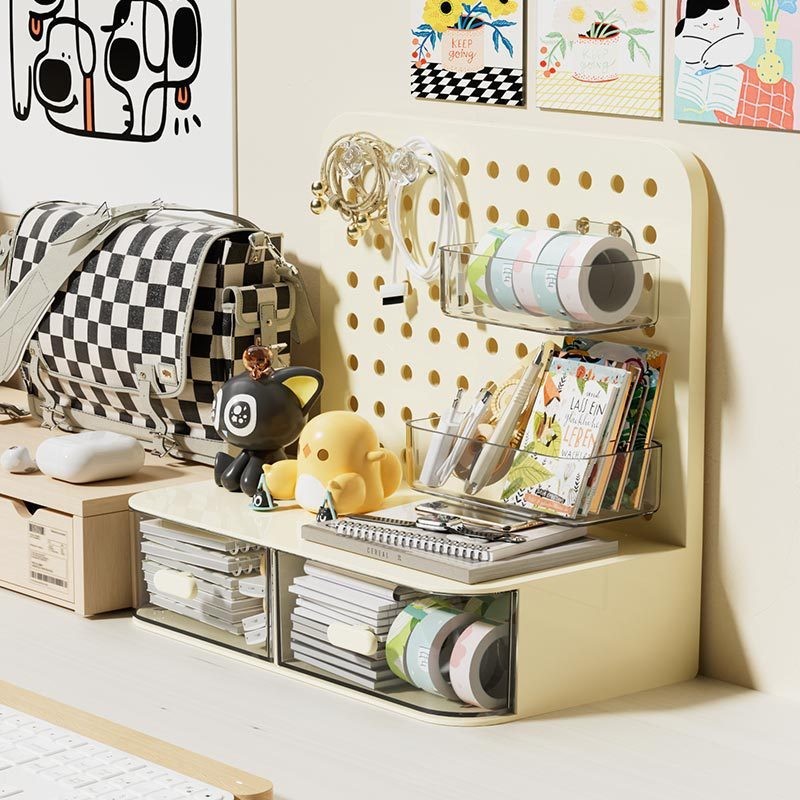 Creamy Yellow [Pegboard Desktop Standing Shelf]
