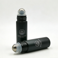 Botol Kaca Kosmetik Hitam Ukuran Travel 3ml 5ml 8ml 10ml Dengan Roller Ball, MOQ Rendah Grosir, Sampel Gratis
