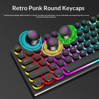 Clavier et souris USB T-WOLF TF270 Punk, combo filaire 1000 DPI, touches rétroéclairées rondes rétro, disposition russe