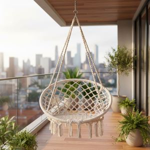 Cotton Rope Woven Hanging <b>Swing</b> Chair Folding Outdoor Camping Hammock - Product Image 1