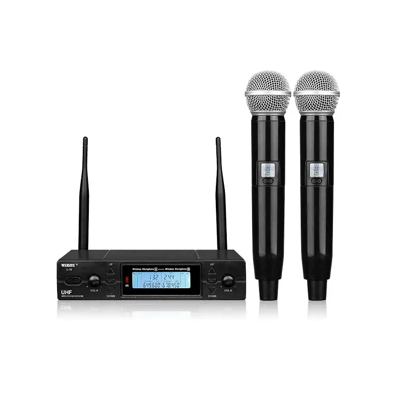 Weisre-micrófono inalámbrico de doble canal PARA Karaoke, mini micrófono inalámbrico de alta calidad, UHF