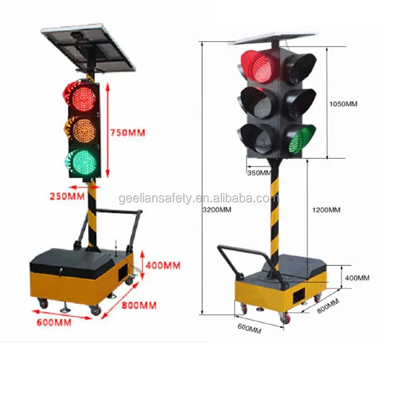 Portable 4 Sides Solar Traffic Light Mobile Pedestrian Crossing Road Warning Signal Flashing Light With factory price CE