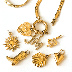 มรดกทองคำเหนือกาลเวลา |   จี้สแตนเลสสตีลชุบทอง 18K PVD สำหรับทำเครื่องประดับ DIY |   จี้รูปตัวอักษร หัวใจ และดวงตาปีศาจ - Product Image 2