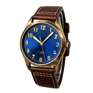 Reloj de Pulsera de Buceo Retro de Bronce para Hombre, Personalizado, Caja de Bronce Sólido, Movimiento Mecánico Automático Japonés 8215, Correa de Cuero - Product Image 1