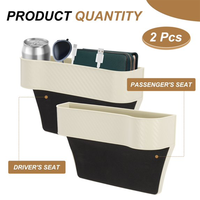Ensemble de remplissage d'espace de siège de voiture, boîte de rangement à texture fibre de carbone, poche latérale de console multi-compartiments pour téléphone, clés, portefeuille, universel