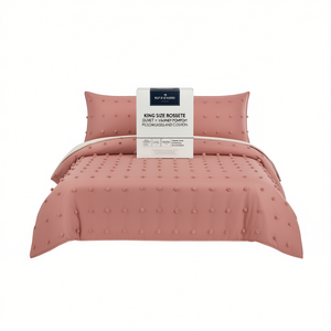 Ensemble de housse de couette Rip & Tuck Rosette, taille King, design pompon, ensemble de literie en coton - Product Image 1