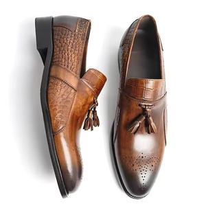 Chaussures décontractées authentiques pour hommes en cuir véritable, style décontracté à bout carré fabriqué à la main - Product Image 5