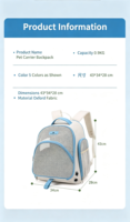 Sac à dos pour animaux de compagnie en maille intégrale avec garniture bleue, pliable, pour chat, avec aérations latérales, idéal pour les voyages en extérieur et les promenades quotidiennes