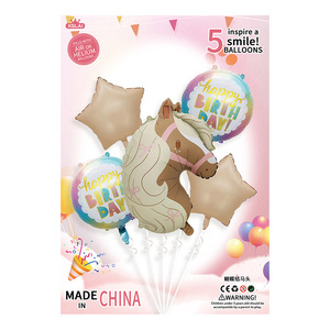 Ensemble de 5 ballons en forme de licorne de dessin animé pour gâteau d'<span class=keywords><strong>anniversaire</strong></span>, kit de décoration mignon pour fête d'<span class=keywords><strong>anniversaire</strong></span> d'enfants, vente en gros - Product Image 2