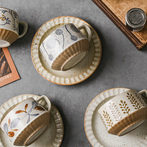 Vente directe d'usine tasse à café en céramique moderne écologique avec soucoupe poterie grossière motif solide pour un usage domestique - Product Image 5