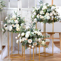 Grande Boule de Mariage Artificielle Bleue et Blanche Boules de Fleurs Orange Brûlées Centres de Table Fausses Fleurs pour les Mariages