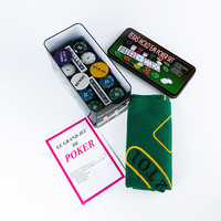 Ensemble de 200 jetons de poker avec boîte de rangement en fer, vente chaude, jetons de poker en PP bon marché de 4g avec tapis, cartes, boutons de croupier et instructions