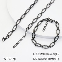 Conjunto de Collar y Pulsera de Cadena de Eslabones Tipo Clip de Papel, Acero Inoxidable con Baño de Oro de 18k Resistente al Deslustre, Cadena Cubana para Hombre